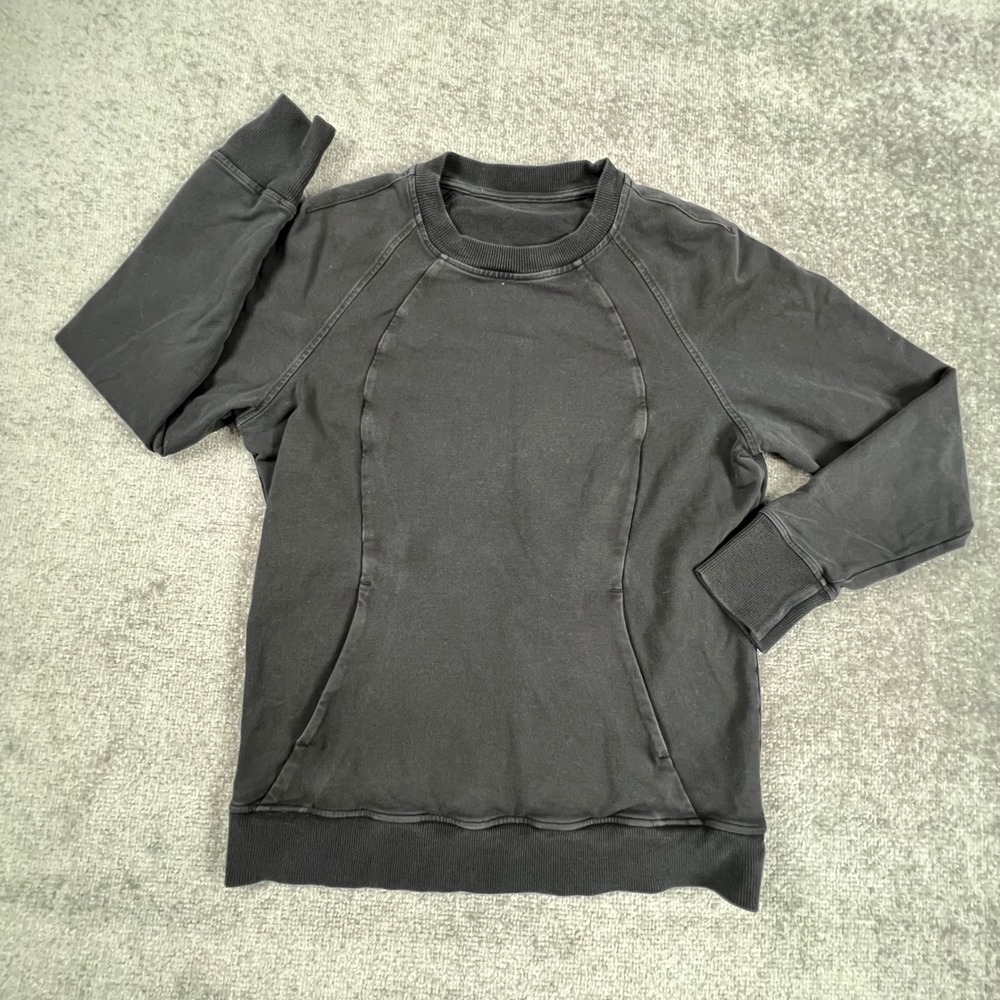 Lululemon Scuba Crewneck Pullover Sweatshirt Washed Black Grey Size 10